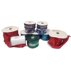 Vintage Christmas Ribbon Lot 11 Rolls Wired Glitter Sheer 350+ Yards New